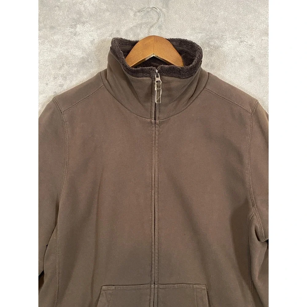 L.L. Bean Jacket Mens XL Brown Fleece Lined Full Zip Mock Neck Classic *READ*